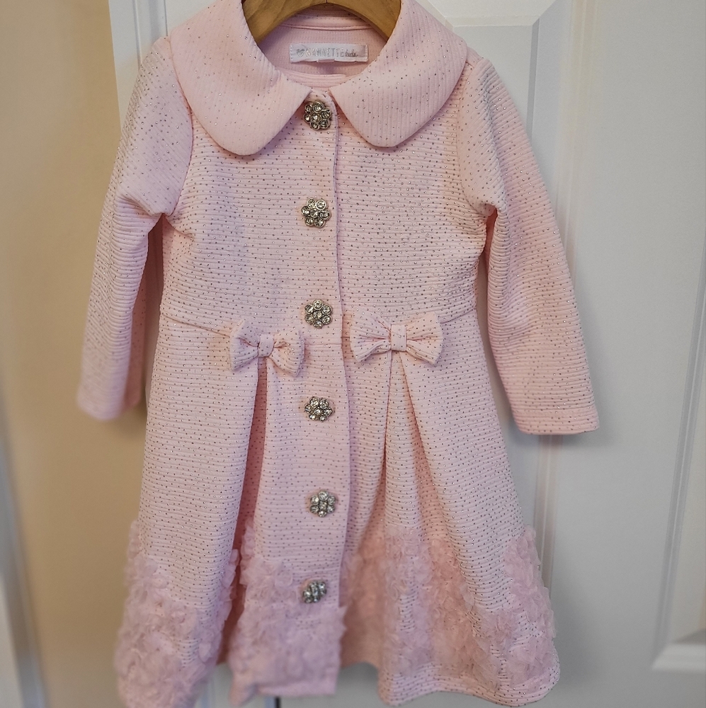 Nanette Birds Elegant Pink Kids Formal Dress Coat And Dress As A Set